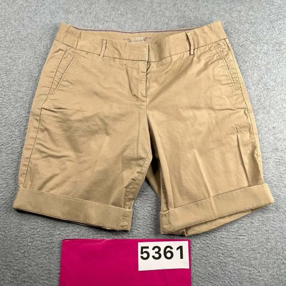 J Crew Stretch Summer Weight Chino Shorts Womens Size 2 Beige Casual
